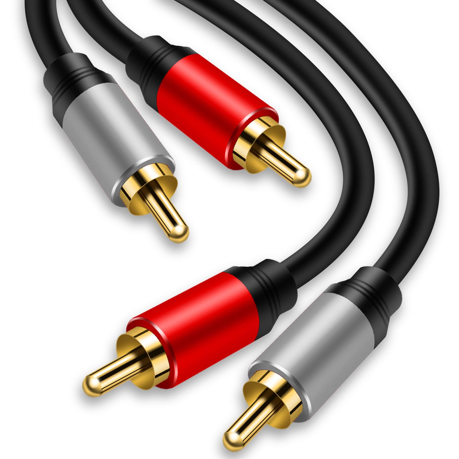 Tan QY 2RCA to Cable 3Ft, Gold-Plated 2 RCA Male 2 3 feet, 3Ft/1M