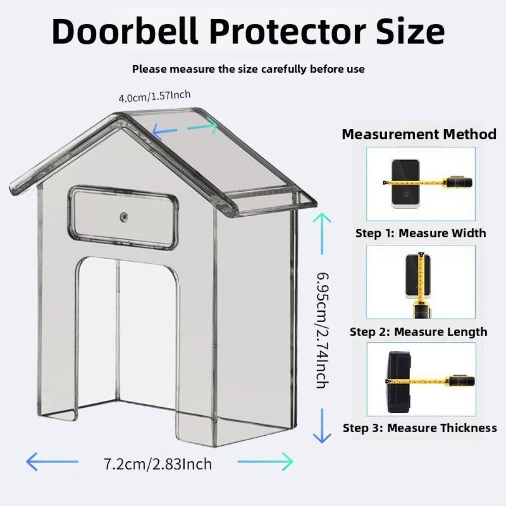 Clear Protective Cover for Wireless Doorbell Rainproof PC Shell Easy Install