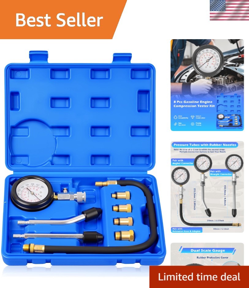 Alloy Steel Engine Compression Tester Kit - Lightweight & Includes Storage Case