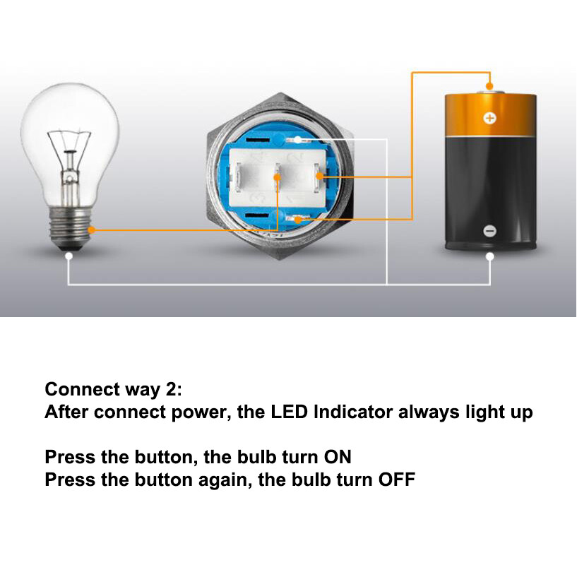 22mm 12V LED ON OFF Push Button Power Switch Latching with Wire Socket Harness
