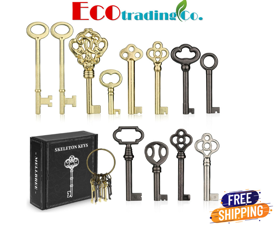 Skeleton Key, 12-Key Universal Hollow Barrel Skeleton Keys Kit for Antique