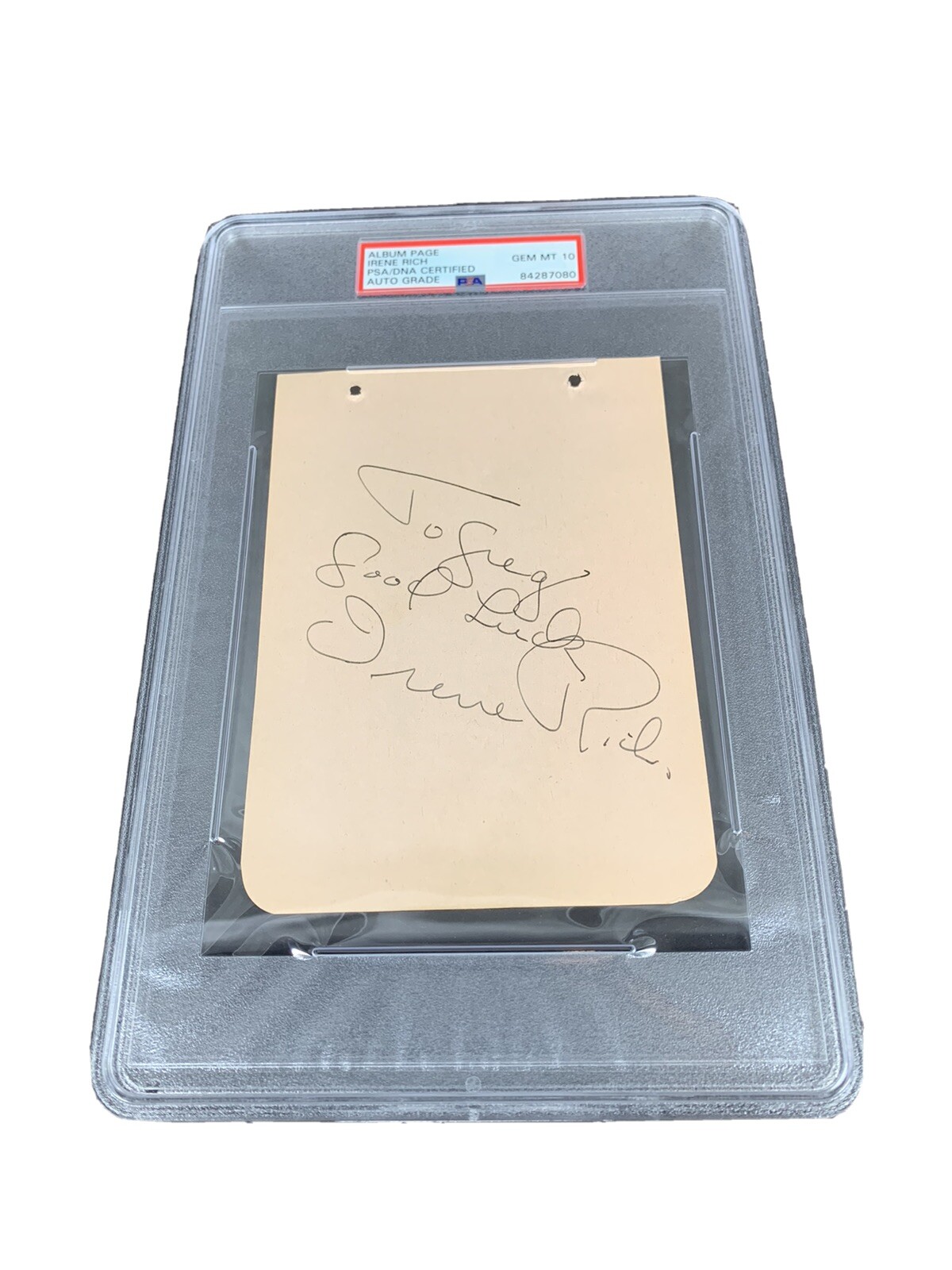 The Finest, Irene Rich, Autograph 4 1/4 X 6 Album Page PSA  Grade 10 Gem Mint