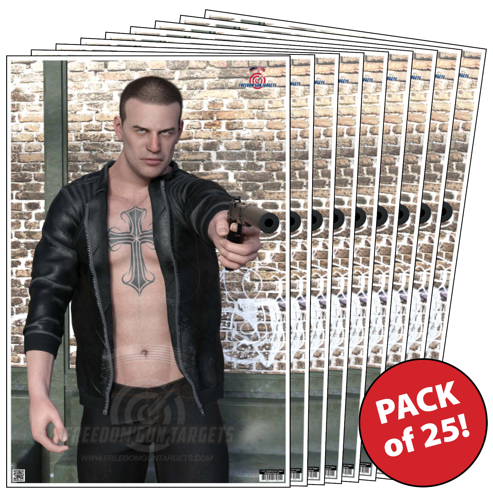 25 Paper Shooting Targets for Gun Range Rifle Pistol 3D Alley Shooter 23x35