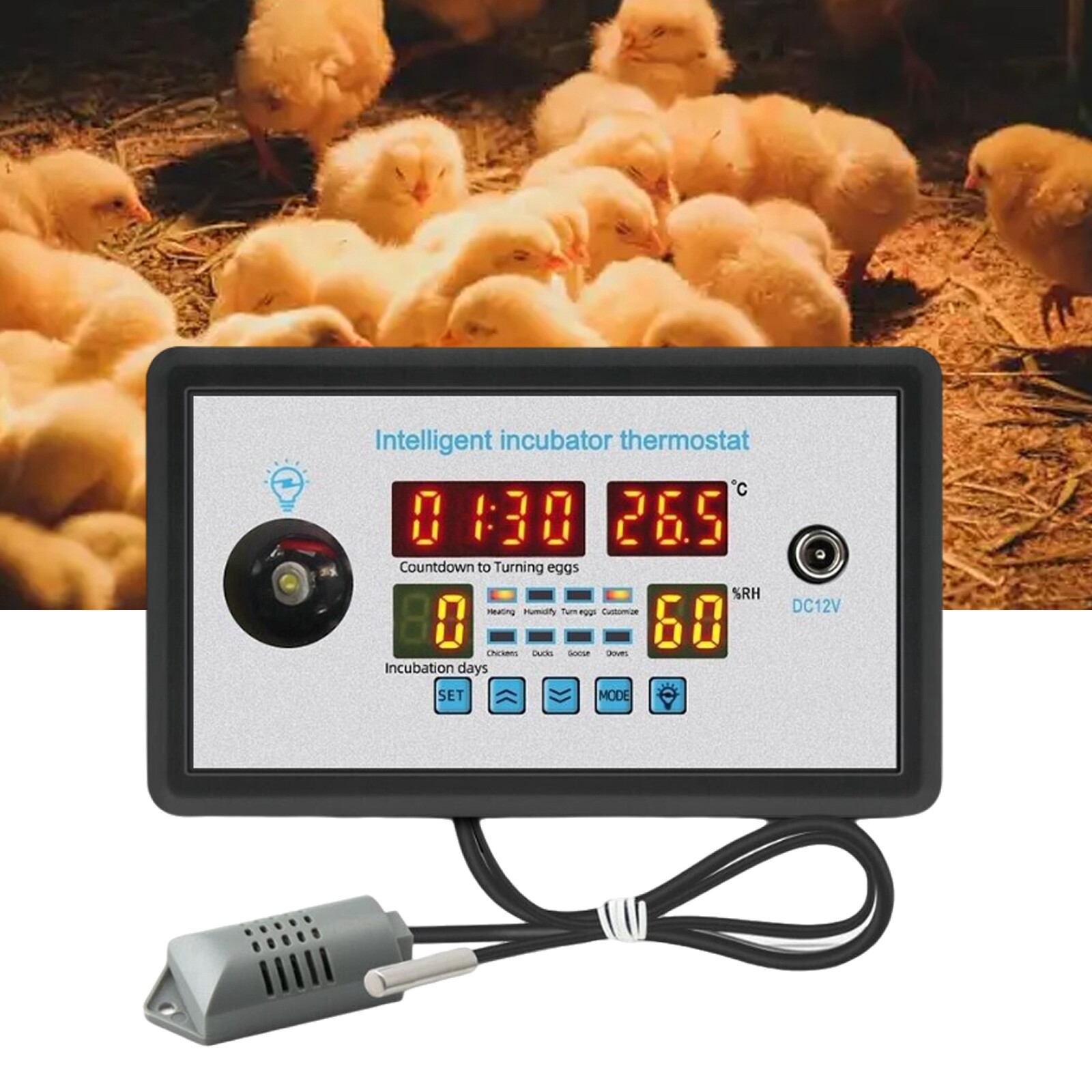 Thermostat Digital Temperature Humidity Automatic Egg Turning Control Incubator