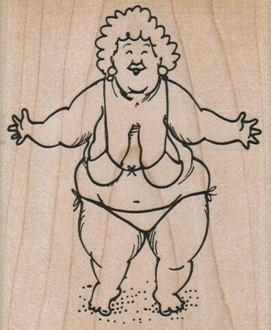 Bountiful Bathing Beauty 2 3/4 x 3 1/4" Rubber Stamp, People Stamp, Woman Stamp