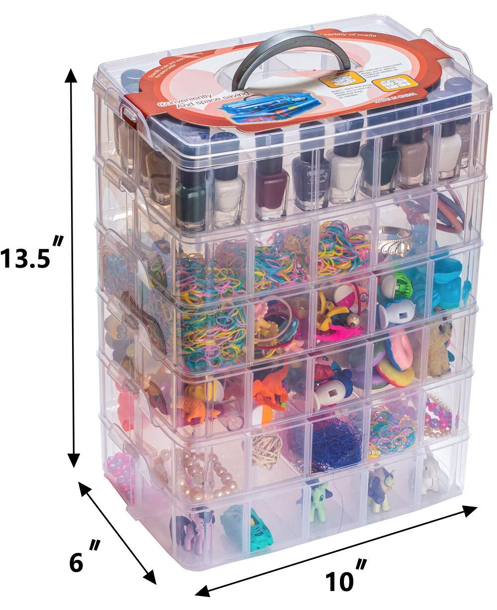 6-Tier Stackable Storage Box 60 Compartments for Crafts Toys Arts