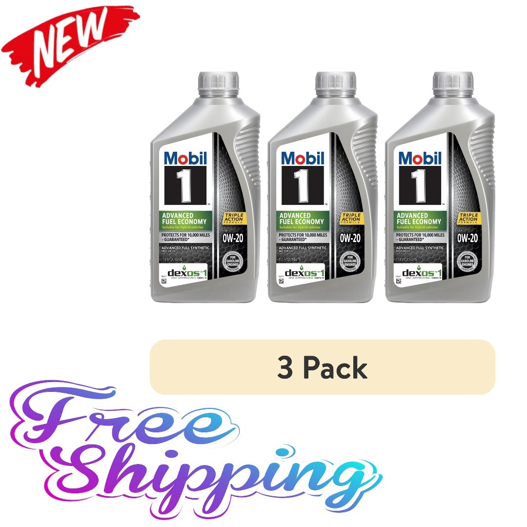 Mobil 1 0W-20 Full Synthetic 1QT (3 Pack) Fuel Economy Oil FS