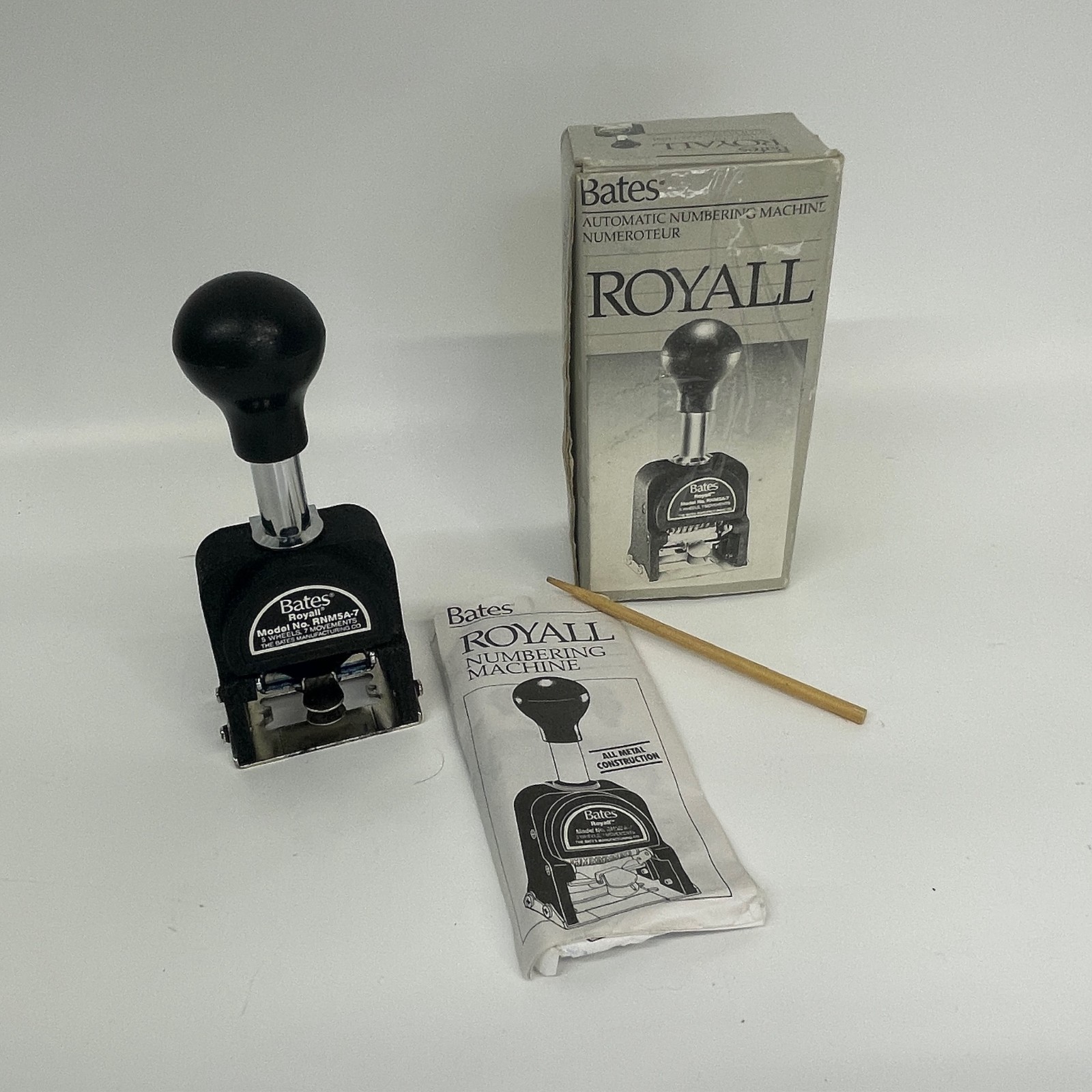 Bates Royall RNM5A-7 Automatic Numbering Machine Ink Stamp COMPLETE - NEEDS INK