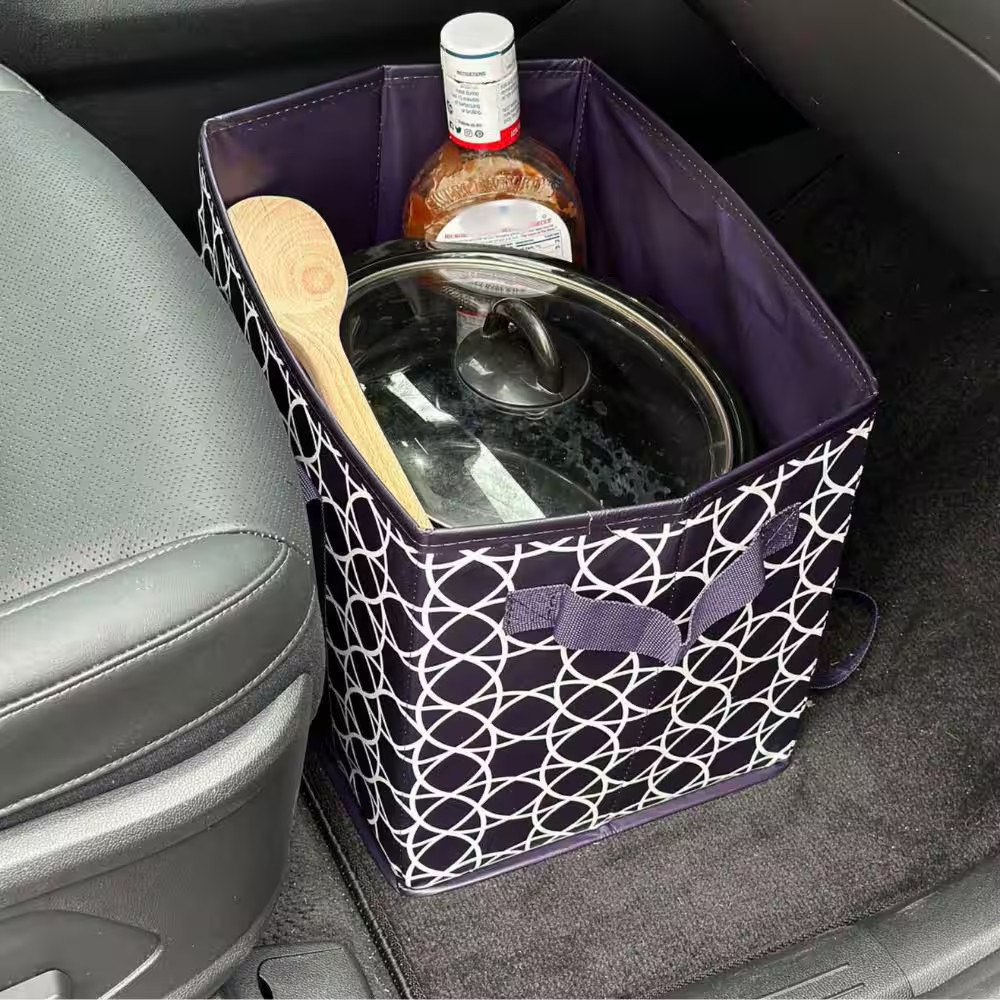 6 Gal. Collapsible Storage Totes, Navy Geo 3-Pack