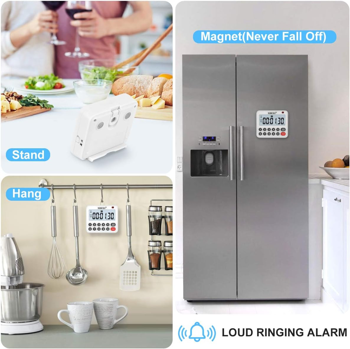 Digital Kitchen Timer Magnetic Countdown up Cooking Loud Alarm