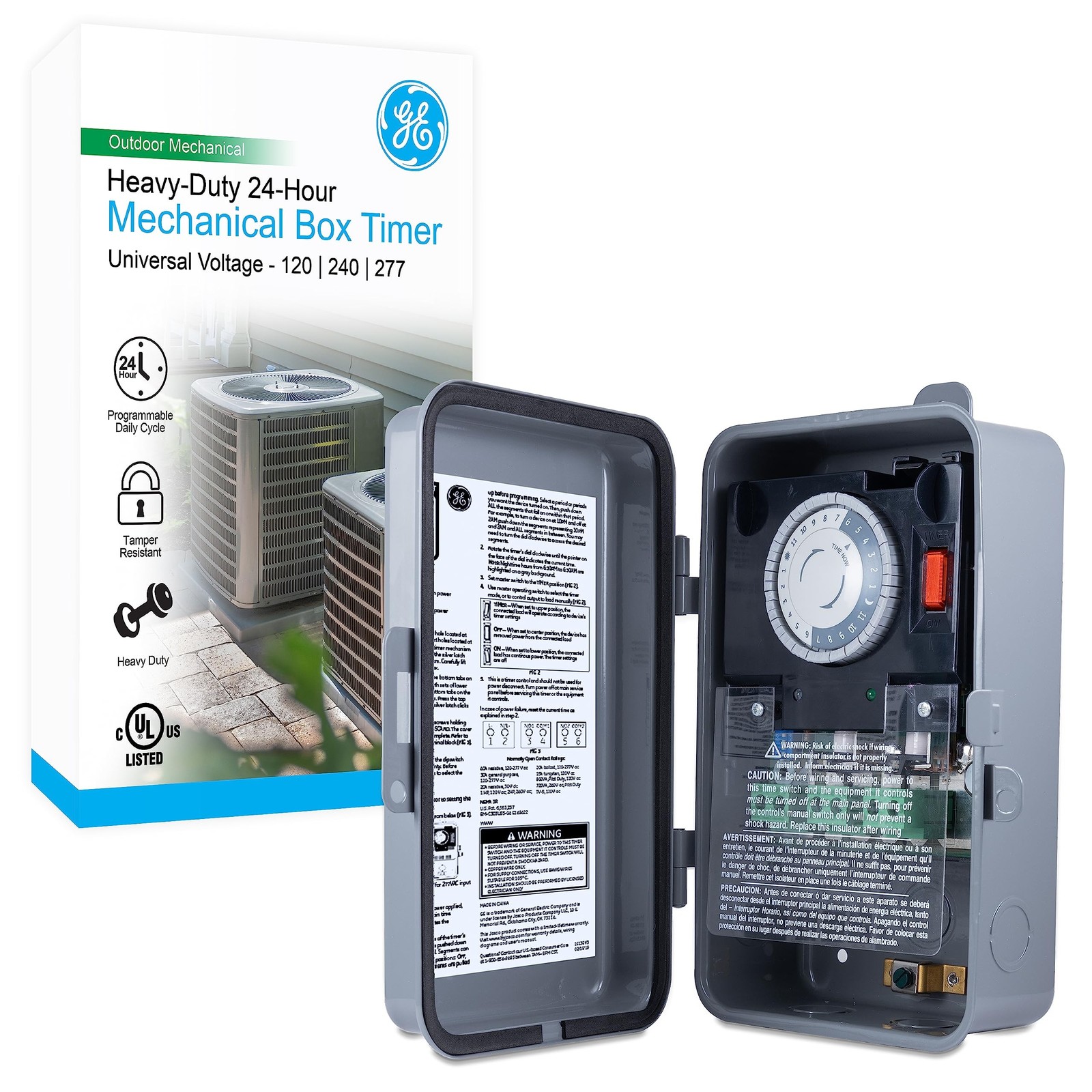 GE 24-hour Mechanical Pool Timer Switch, 2HP 40A Load Capacity Pool Pump Time...