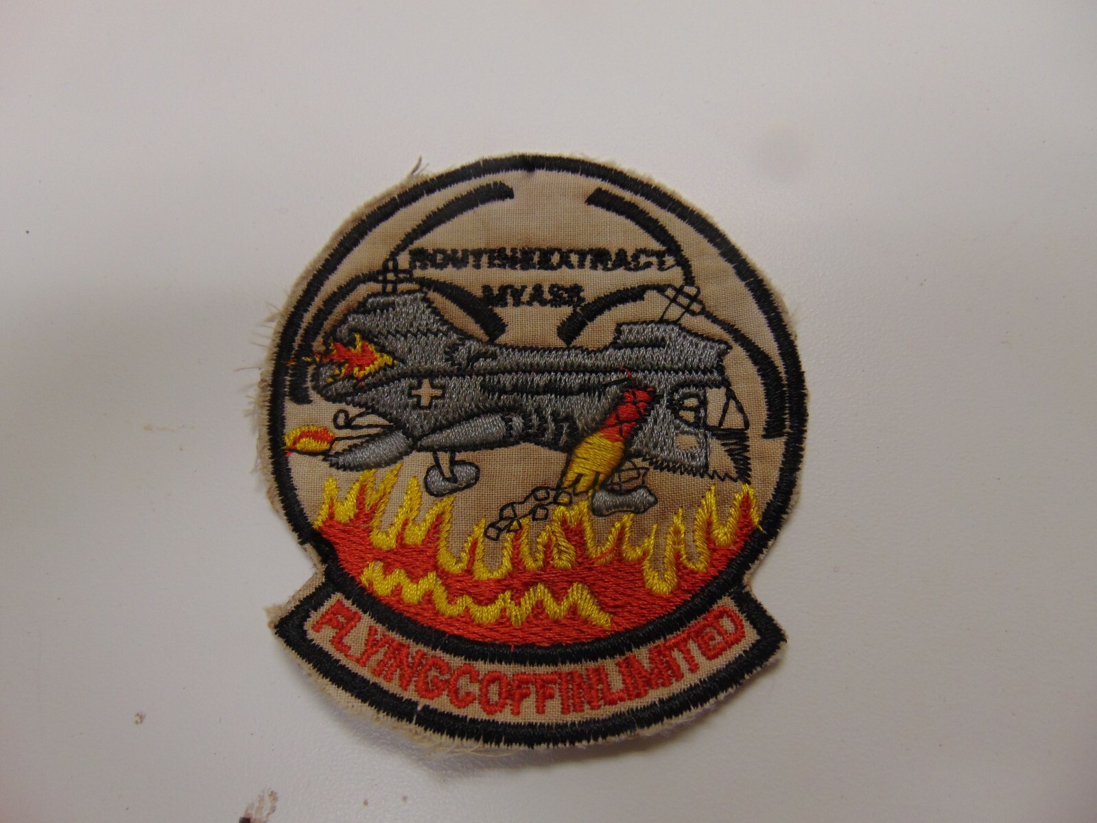 MILITARY PATCH OLD VIETNAM ERA ROUTINE EXTRACT FLYING COFFIN LIMITED