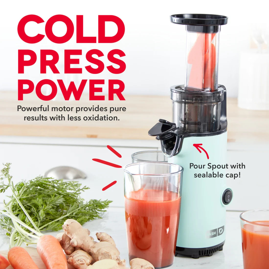 DASH Compact Cold Press Power Juicer - Aqua