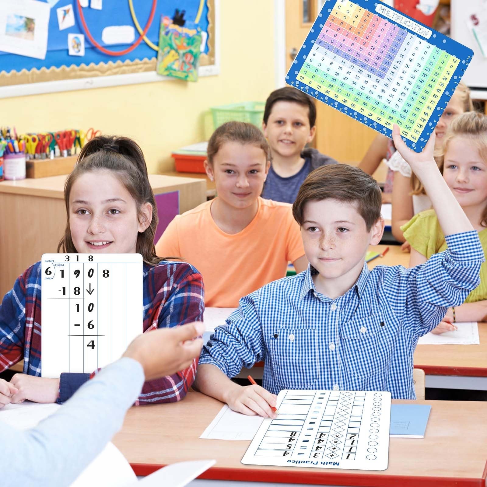 Multiplication Master Kit - 3 Pack Double Sided Dry Erase Math Whiteboards & ...