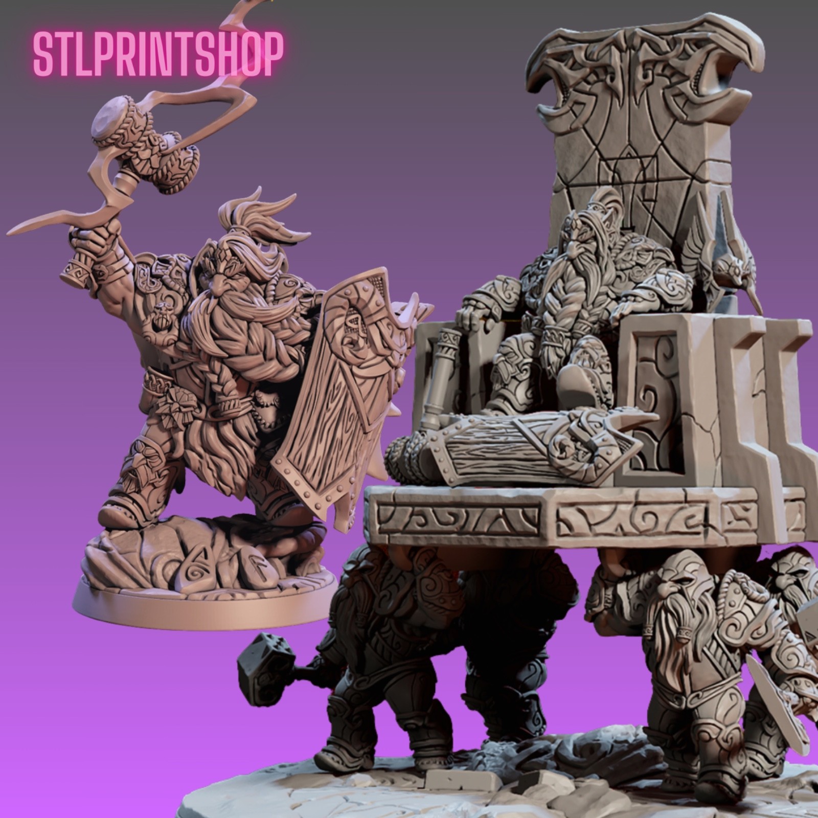 Defenders Lok-Badar - Dwarf King Alvar | 32mm scale miniature Artisan Guild