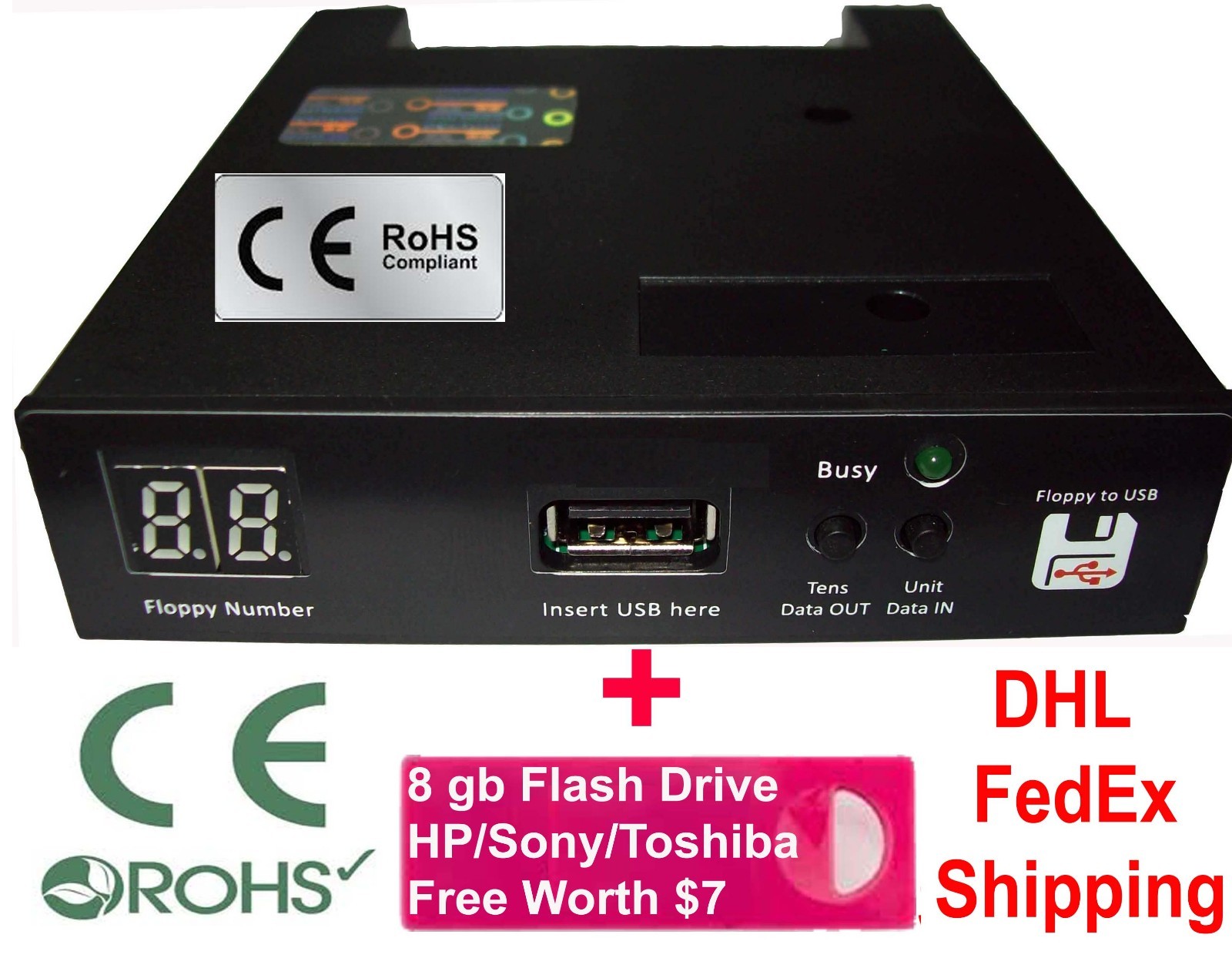 Floppy Drive to USB Converter for Biesse Rover  + free 16 GB Flash Drive (1.44)
