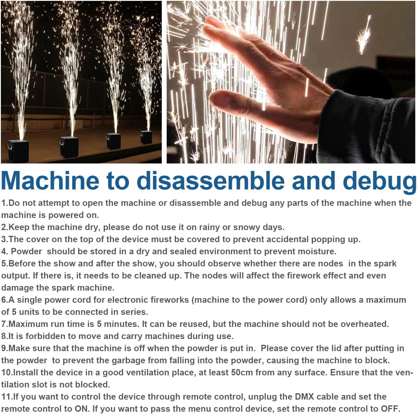 2Pcs Cold Spark Firework Machine with Case Set 700W Stage Wedding Effect Machine