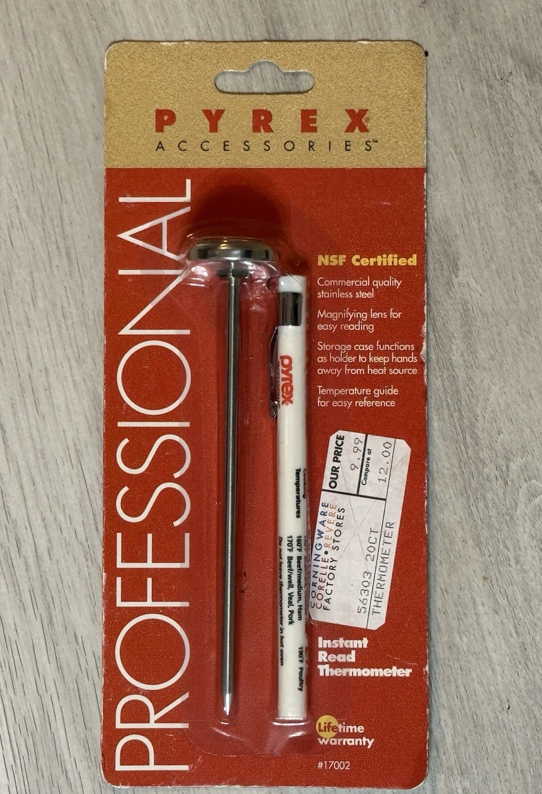 Vintage 90’s Pyrex Accessories Instant Read Chefs Thermometer NOS #17002 NEW