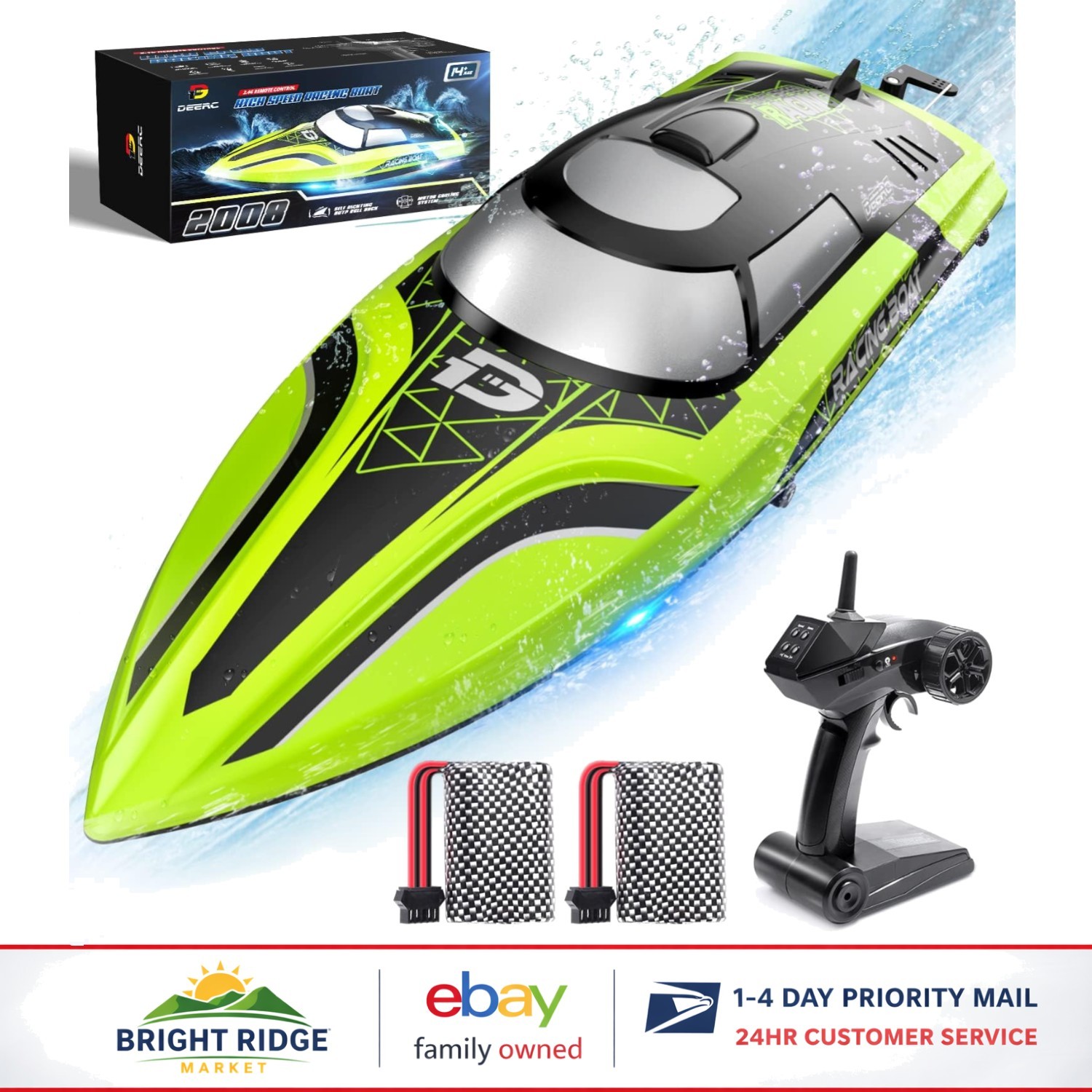 High-Speed RC Boat for Pools & Lakes with Rechargeable Lithium Batteries