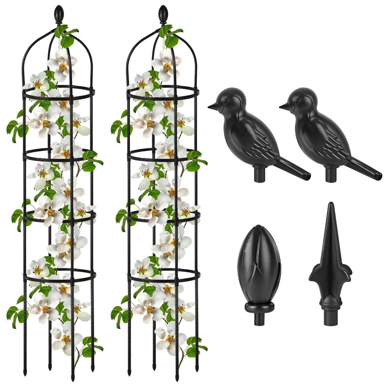 2 Pcs Garden Obelisk Trellis for Climbing Plants Outdoor 6 6 Ft(2 Pcs), Black