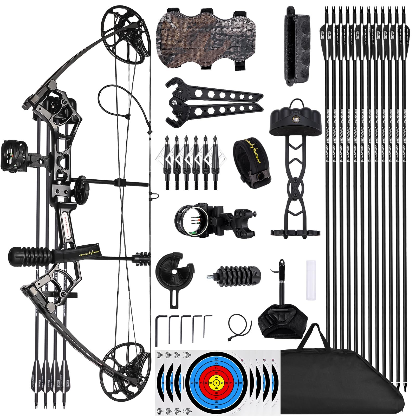 Lanneret Compound Bow & Archery Set - 0-70lb Right Hand, 320 Fps