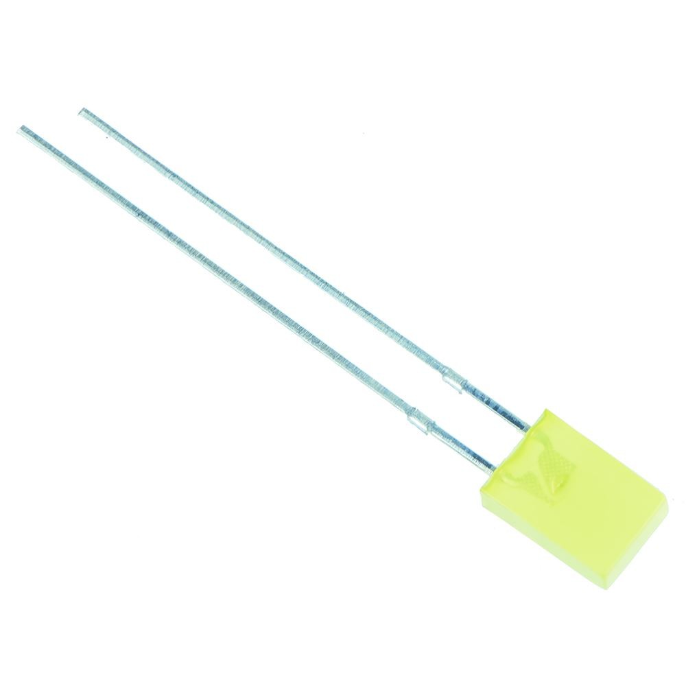 10 x Yellow Rectangular 2 x 5mm Diffused LED 50mcd 160°