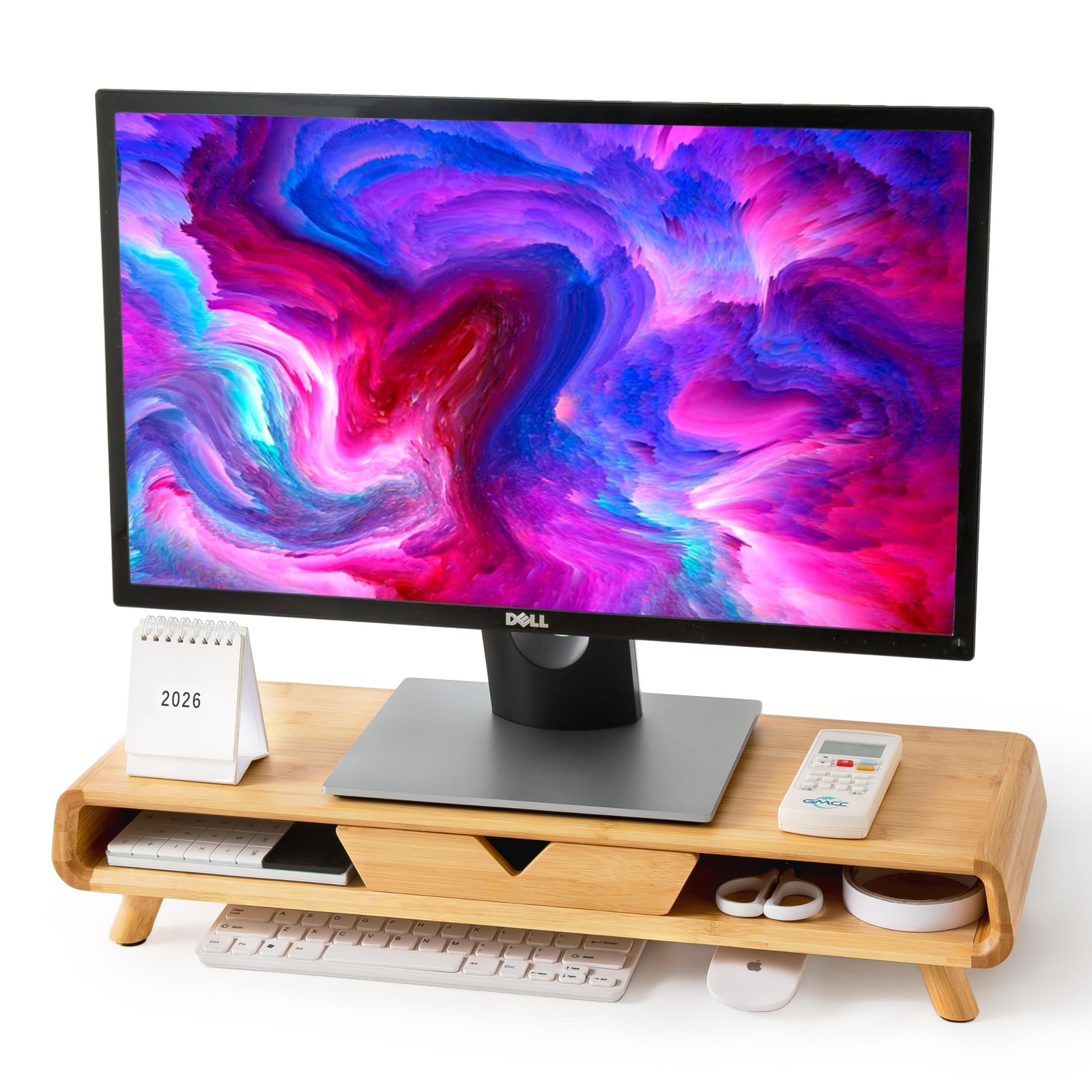 Homerays Bamboo Monitor Stand Riser, No Assembly Required Exquisite Monitor S...
