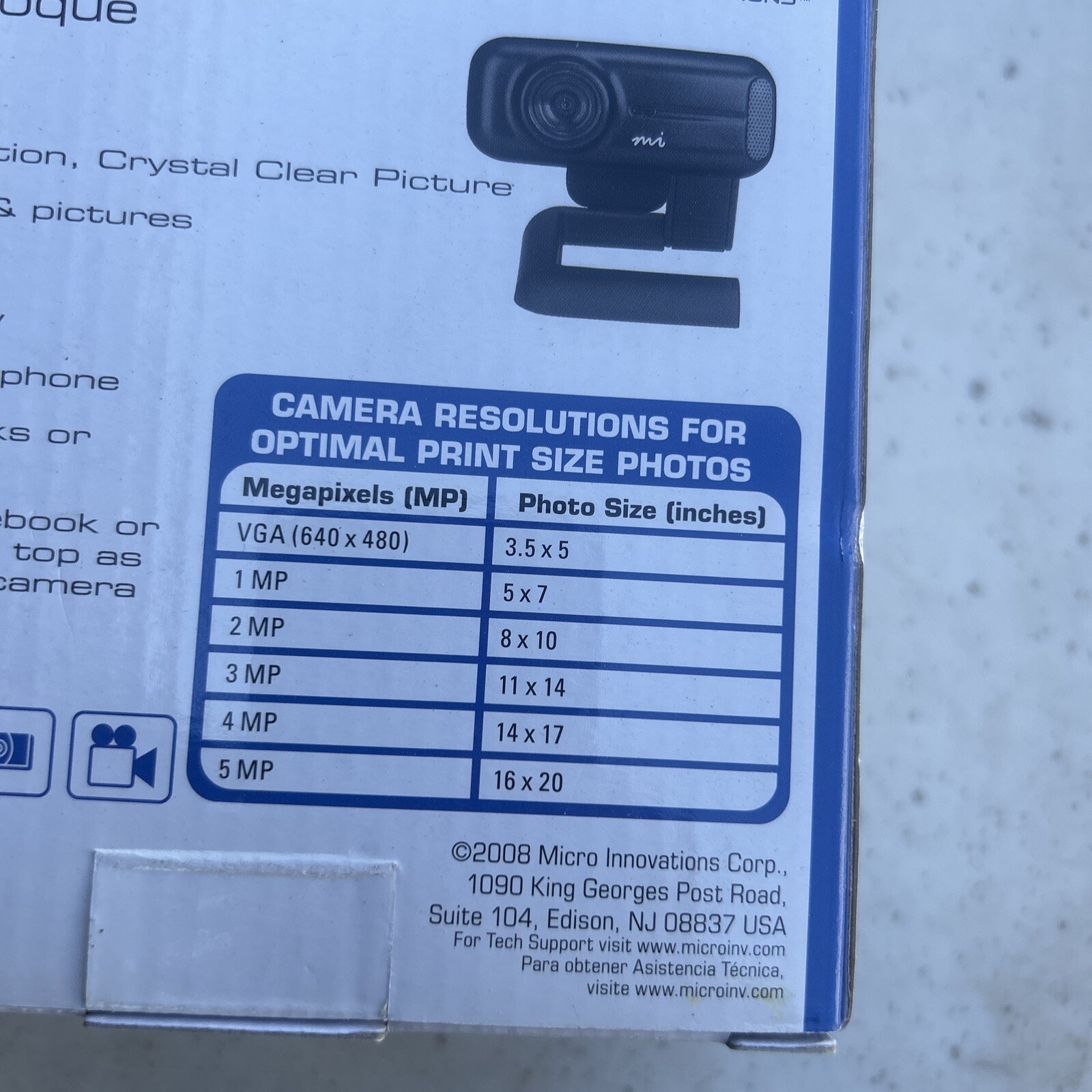 Micro Innovations Webcam U.S.B 2.0 Auto Focus Built In Microphone