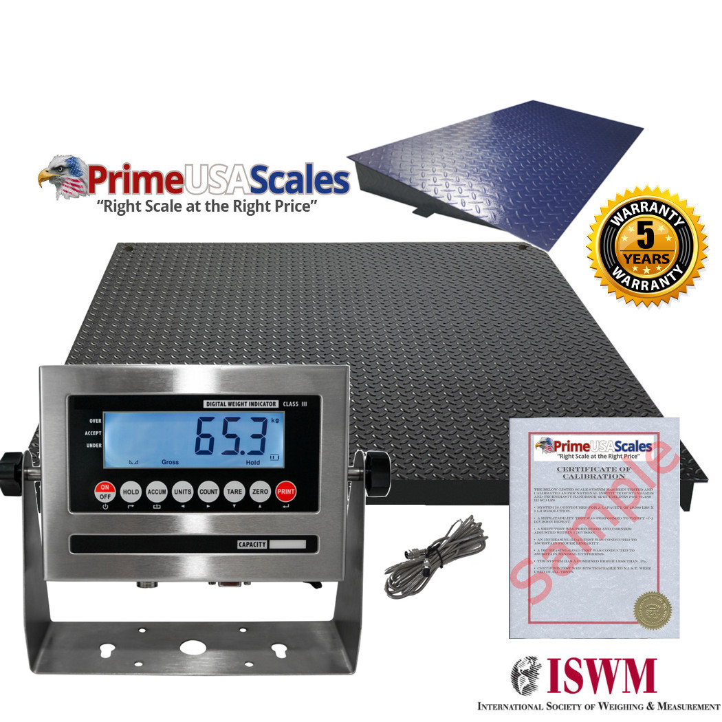 NTEP 5' x 4' (60'' x 48'') Floor Scale with Ramp 10,000 lbs x 2 lb/ Pallet Size