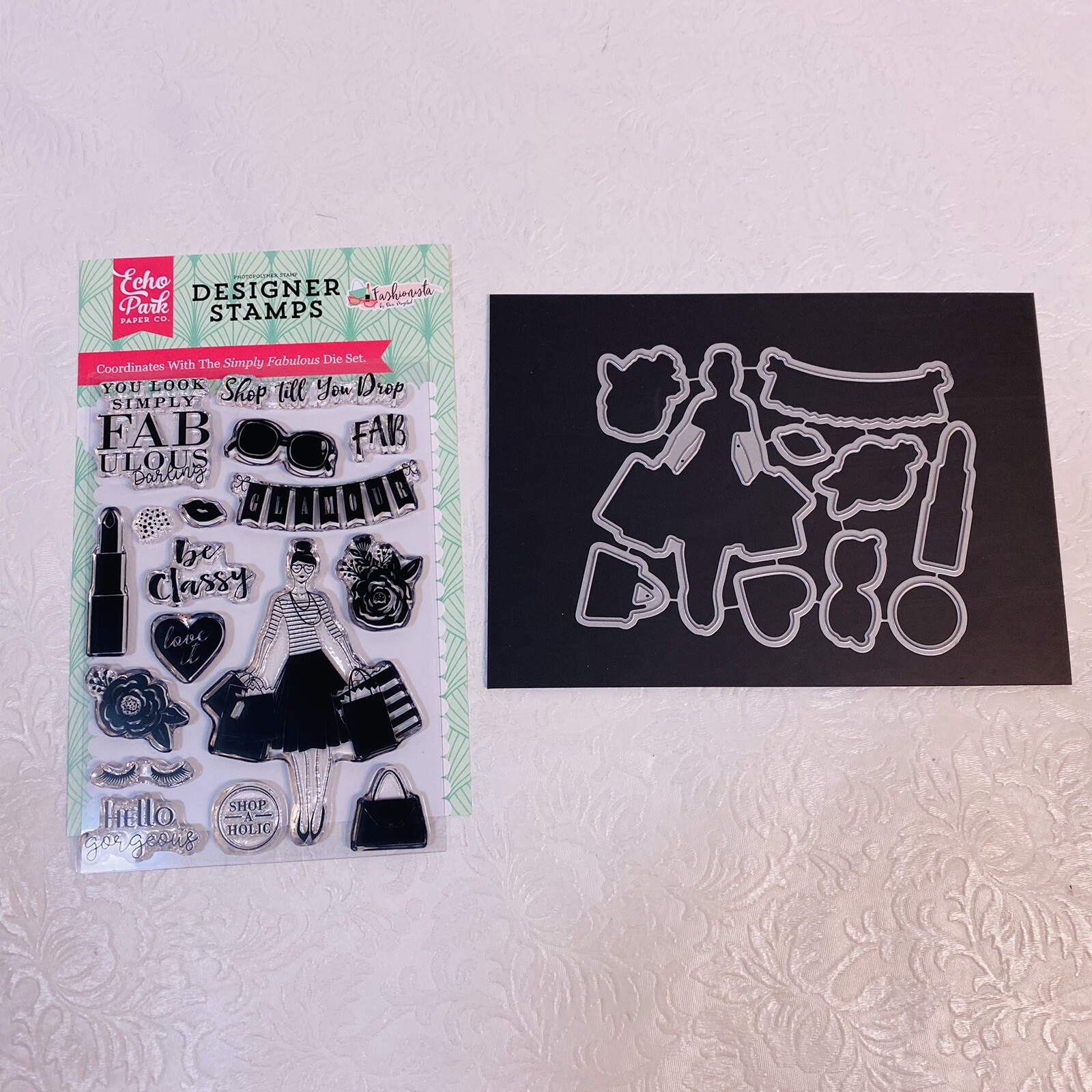 Echo Park Paper Co Simply Fabulous Clear Stamp Set w Matching Dies Fashionista