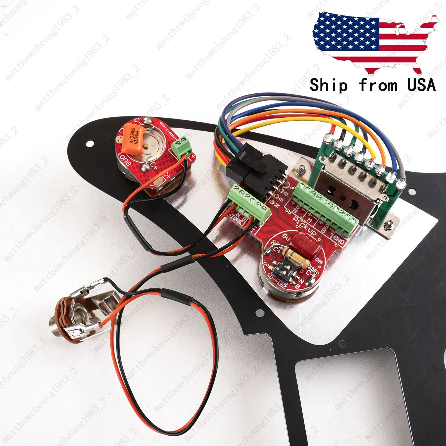 Solderless HSH Wiring Harness Alu Shaft 5-Way Switch for Fender Strat OR Ibanez