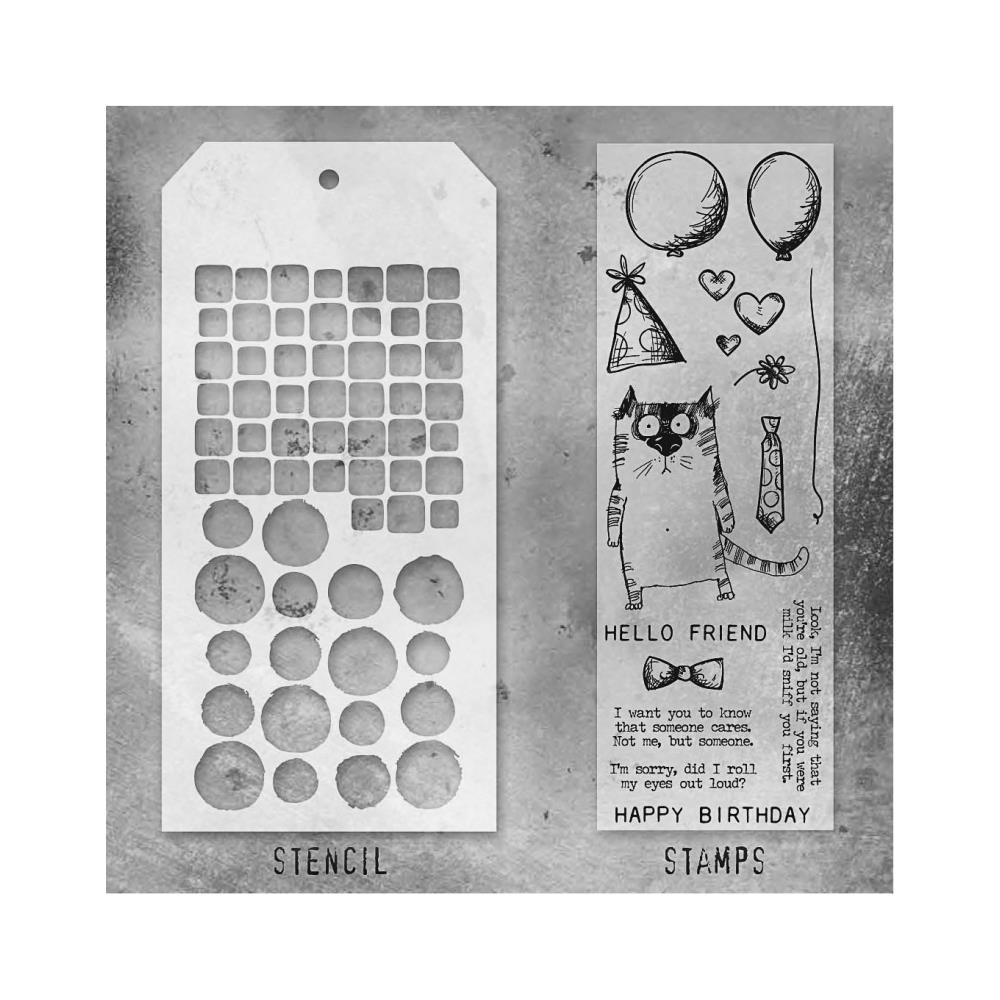 Stampers Anonymous Mixed Media Stamps & Stencil - Set #9, THMM109 by Tim Holtz