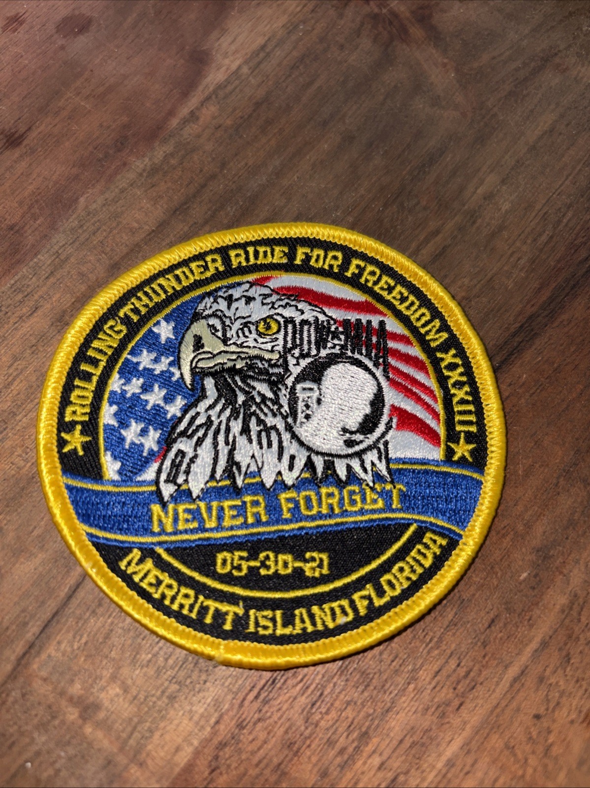 2021 Rolling Thunder POW MIA Biker Ride Run For Freedom Merritt Island Fl Patch