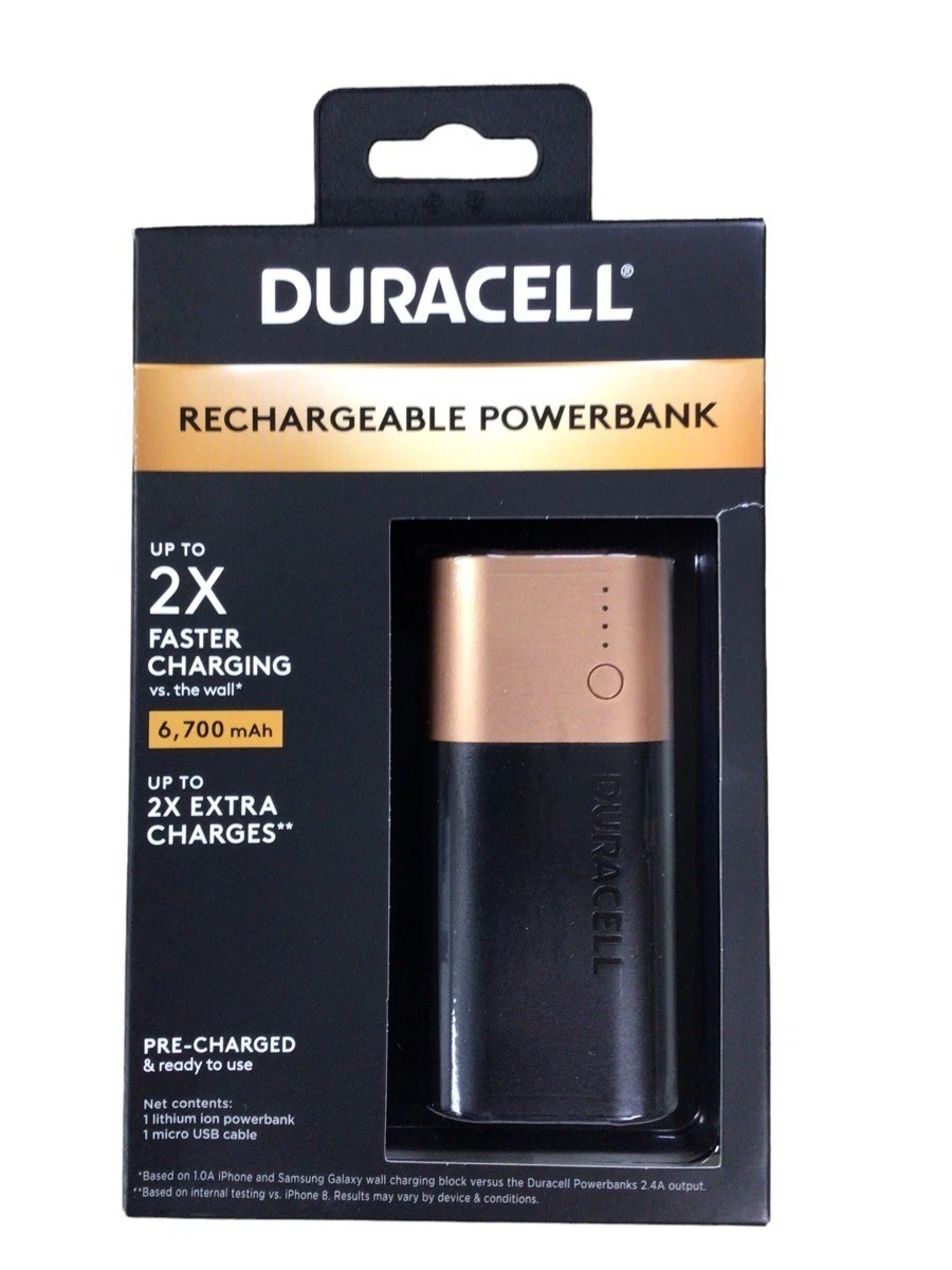Duracell Rechargeable Powerbank 6700mAh Lithium Ion USB Portable Battery