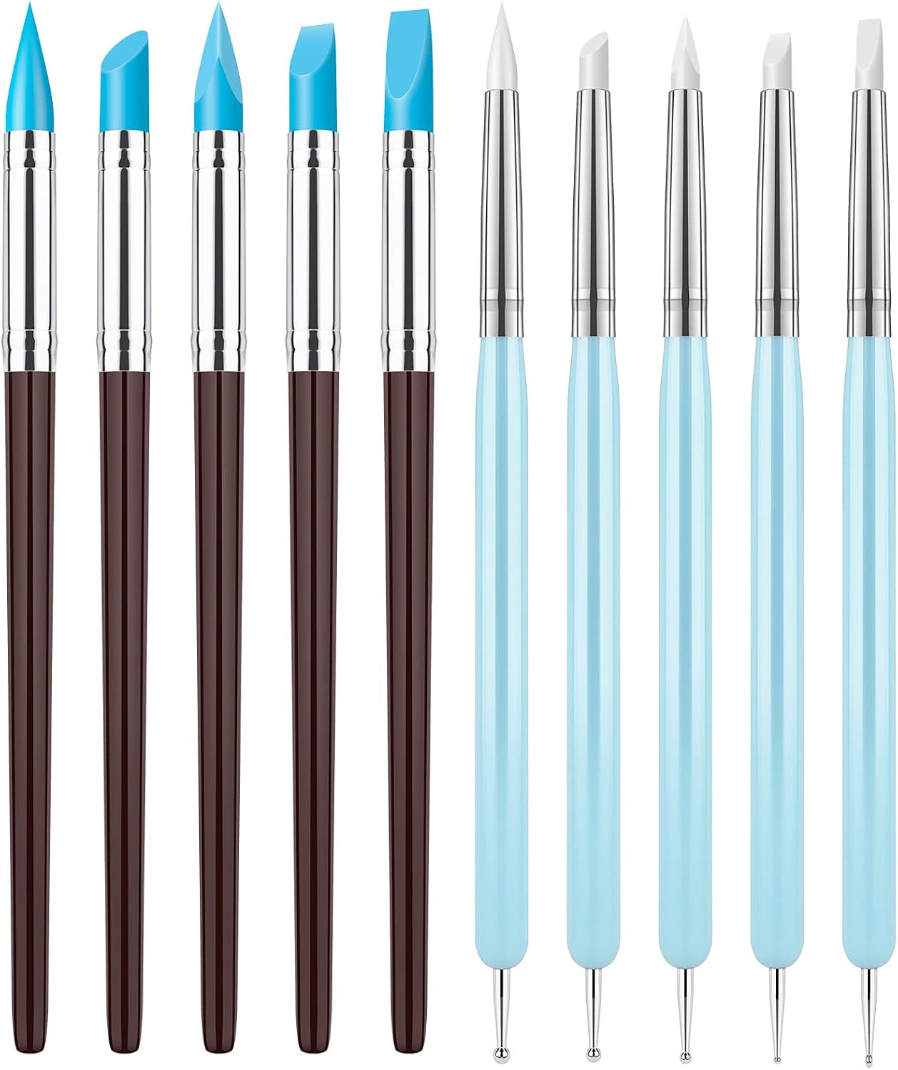 10Pcs Silicone Clay Sculpting Tool, Modeling Dotting Tool & Pottery blue