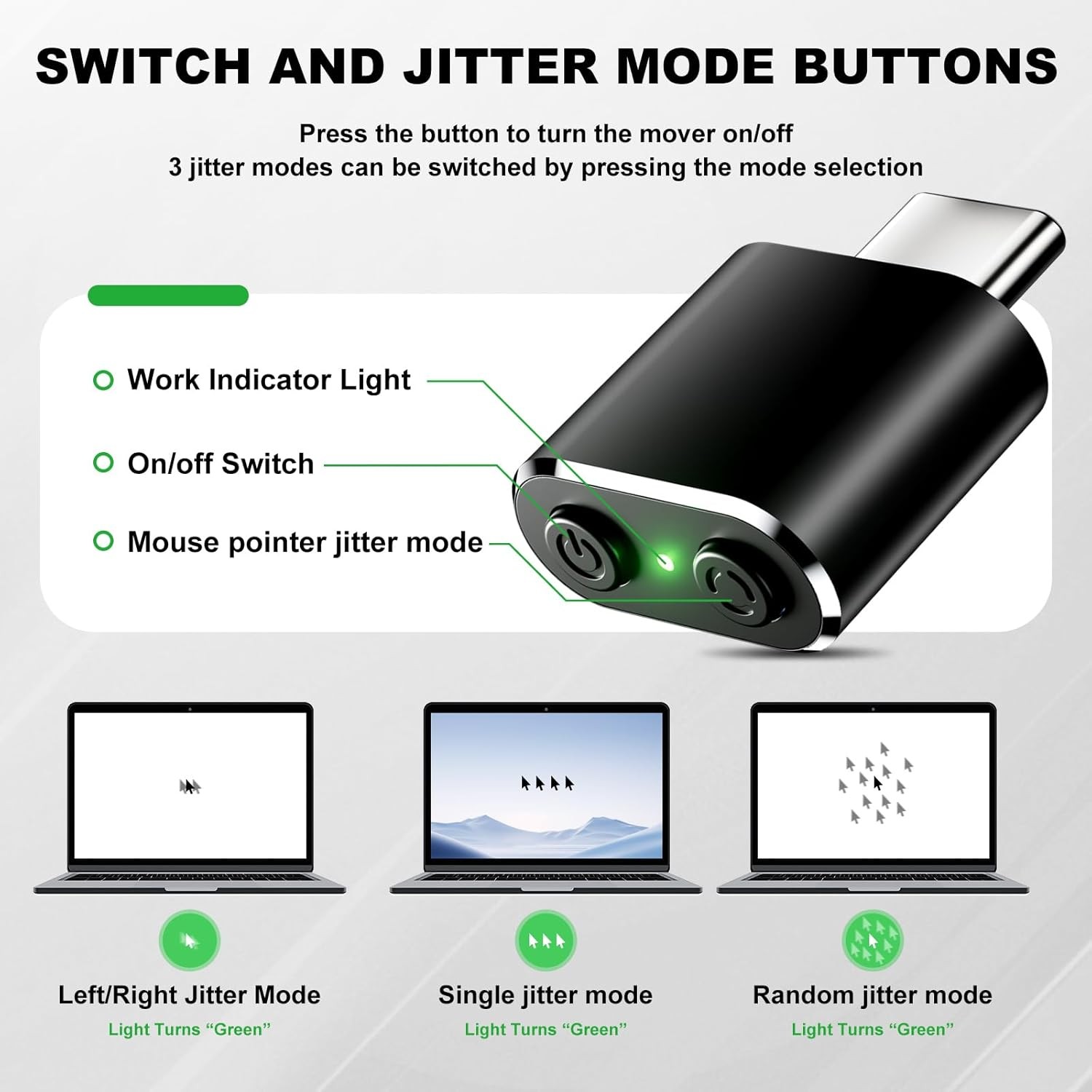 Mouse Jiggler Compatible with Type C Interface TypeC Black