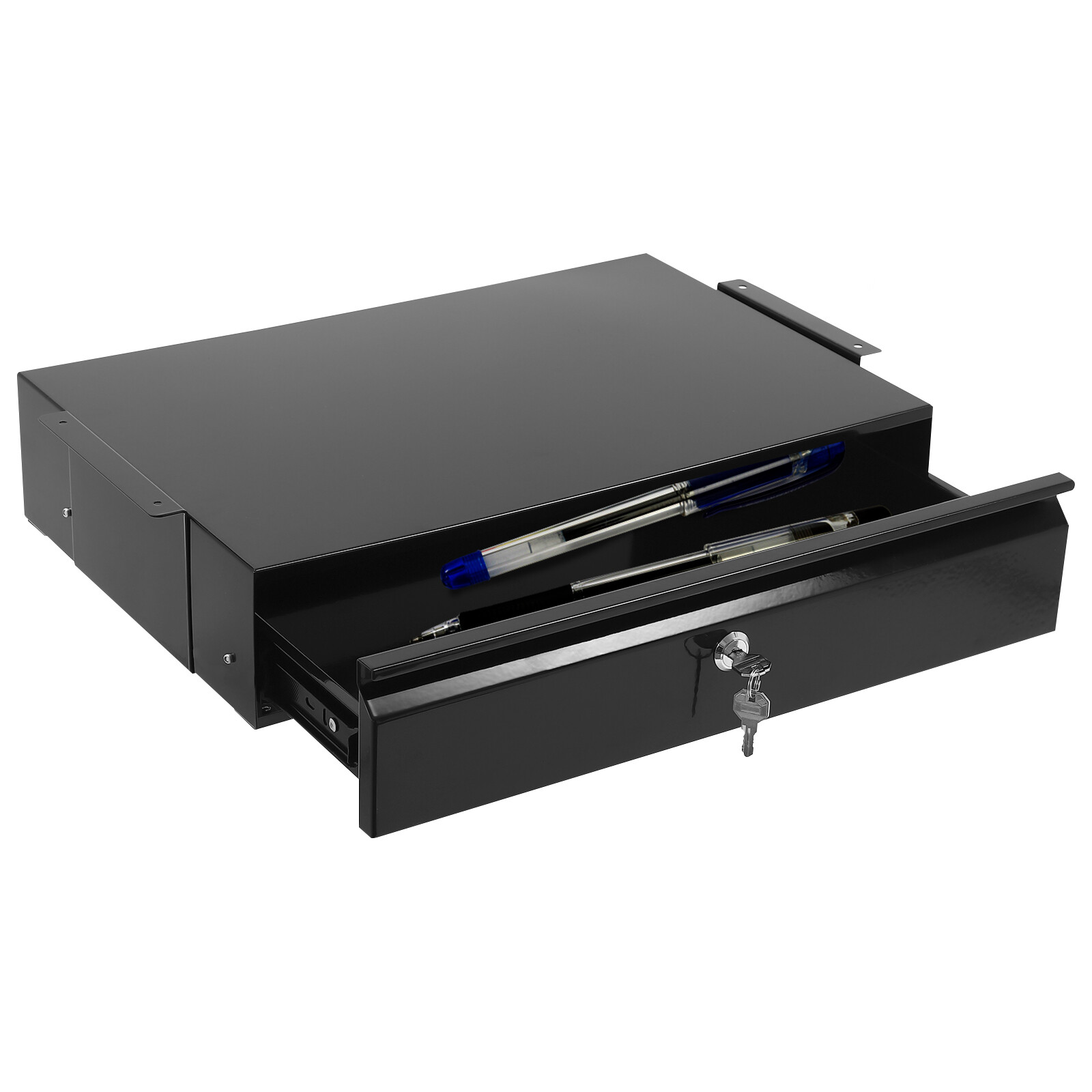 Under-Desk Slide-Out Lockable Drawer Black 45 × 31 × 9.9 cm