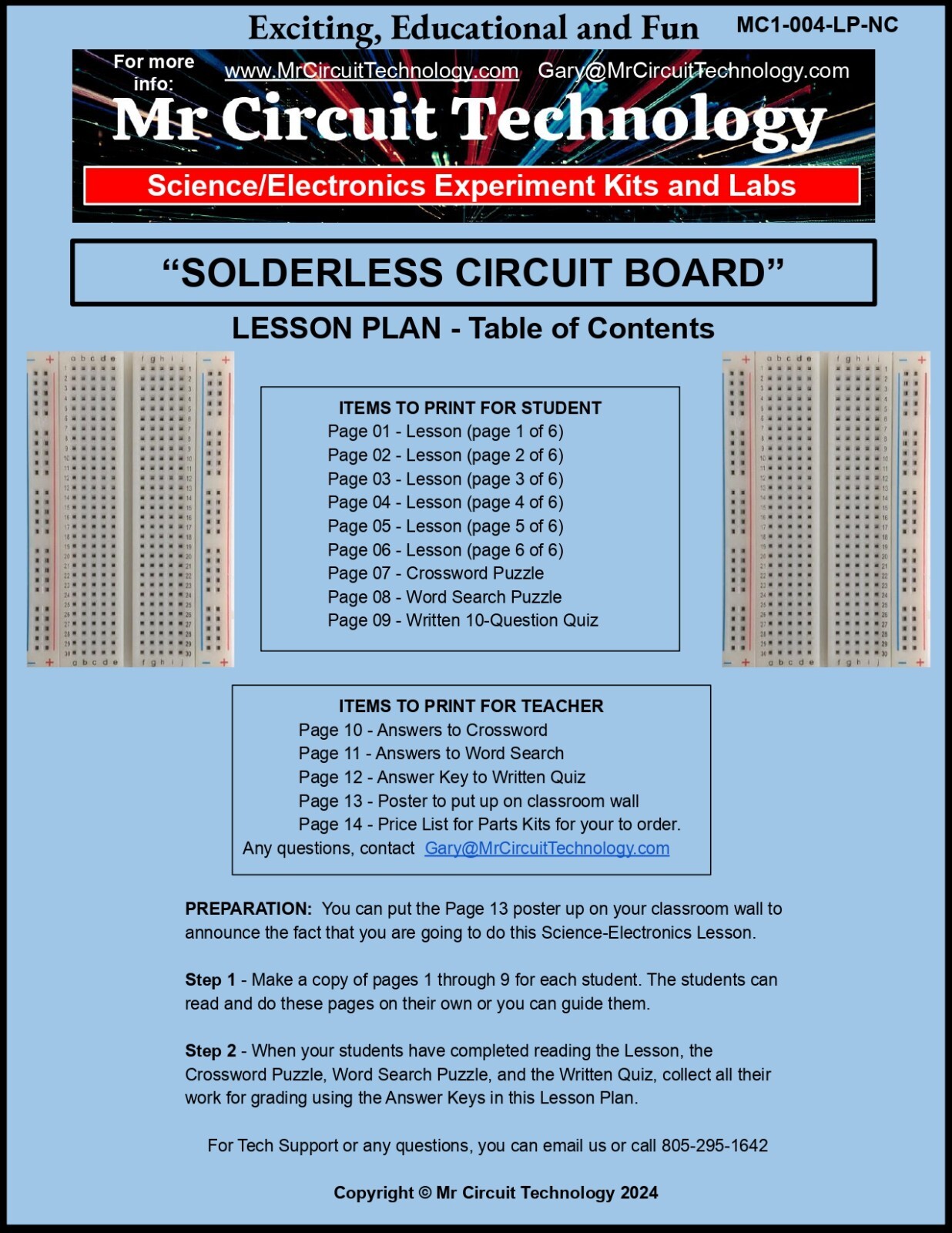 5th Grade- Lesson Plan #4 "Solderless Circuit Board" Science-Electronics