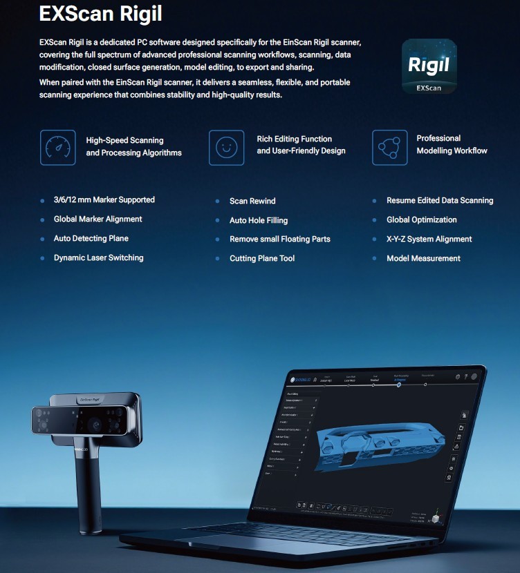 Shining 3D EinScan Rigil Wireless 3D Scanner – Tri-Mode Laser & Infrared