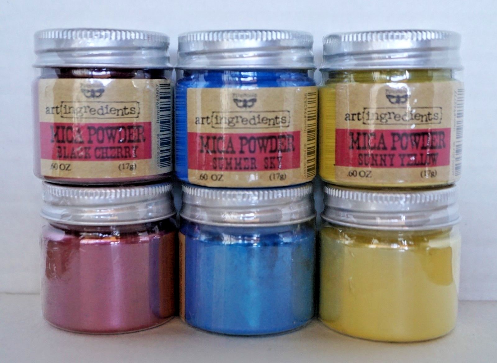 Finnabair Mica Powder .60 oz. Black Cherry~ Summer Sky~ Sunny Yellow ~ $6.50 ea.