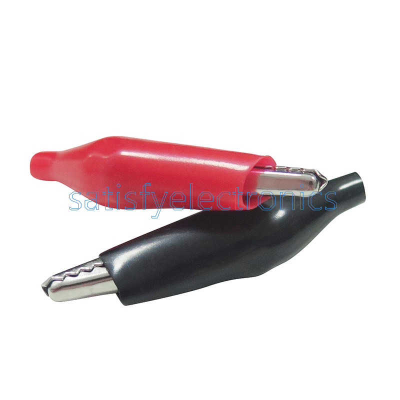 20pcs Black Red Soft Plastic Coated Testing Probe Aligator Clips Crocodile P2001