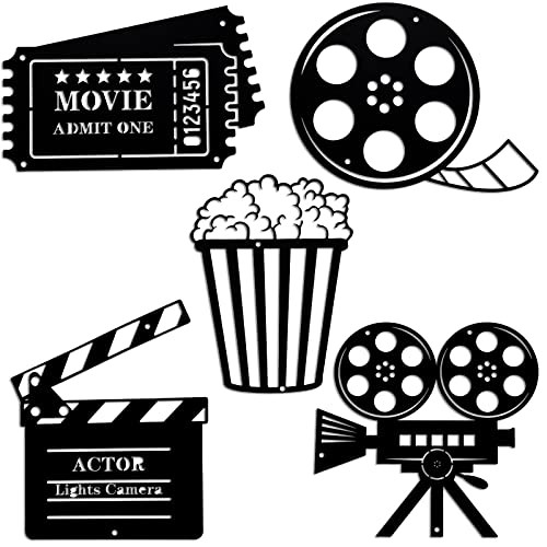 5 Pieces Movie Theater Decor Movie Theater Metal Home Room Decor Cinema and