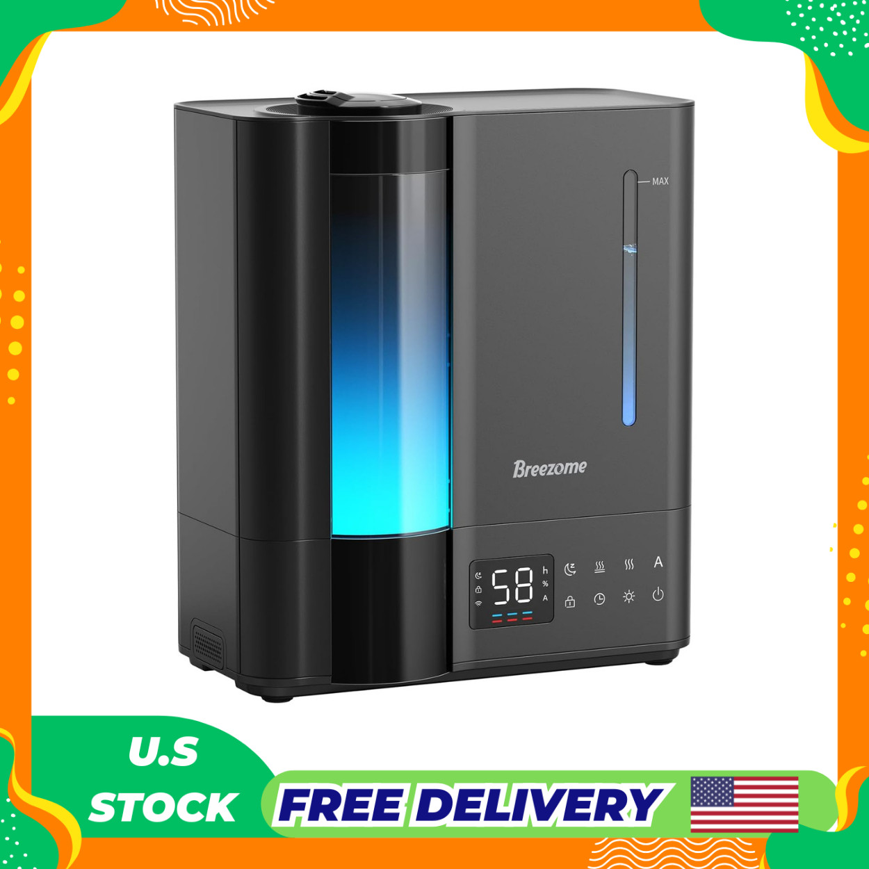 8L Humidifiers for Bedroom, Warm & Cool Mist for Large Room Home, Top Fill Ultra