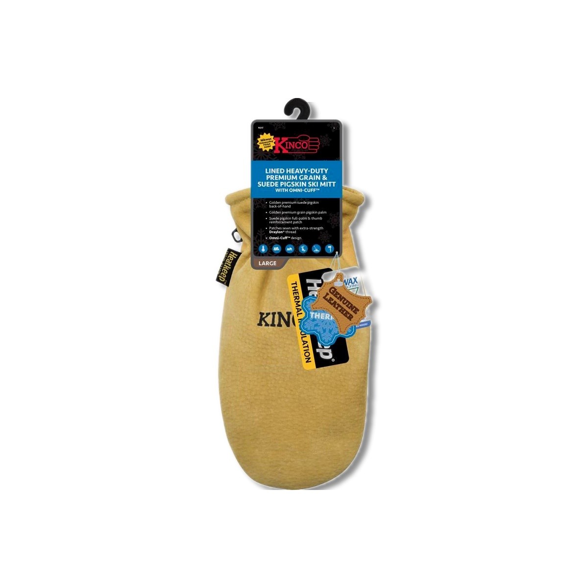 Kinco L Pigskin Leather Black/Gold Mittens 901T-L