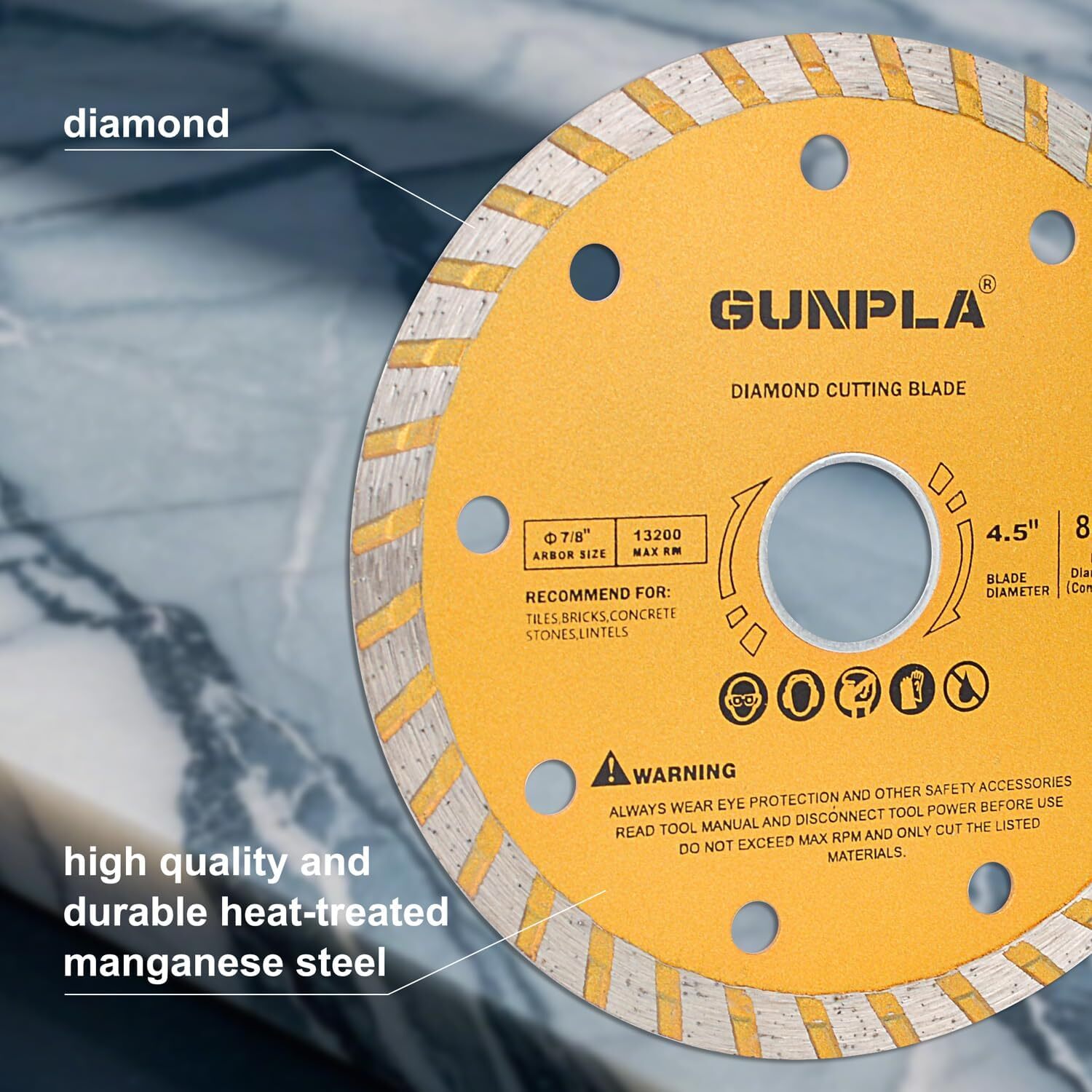 3 Pieces 4-1/2 Inch Diamond Cutting Blade Continuous Segmented Turbo Rim