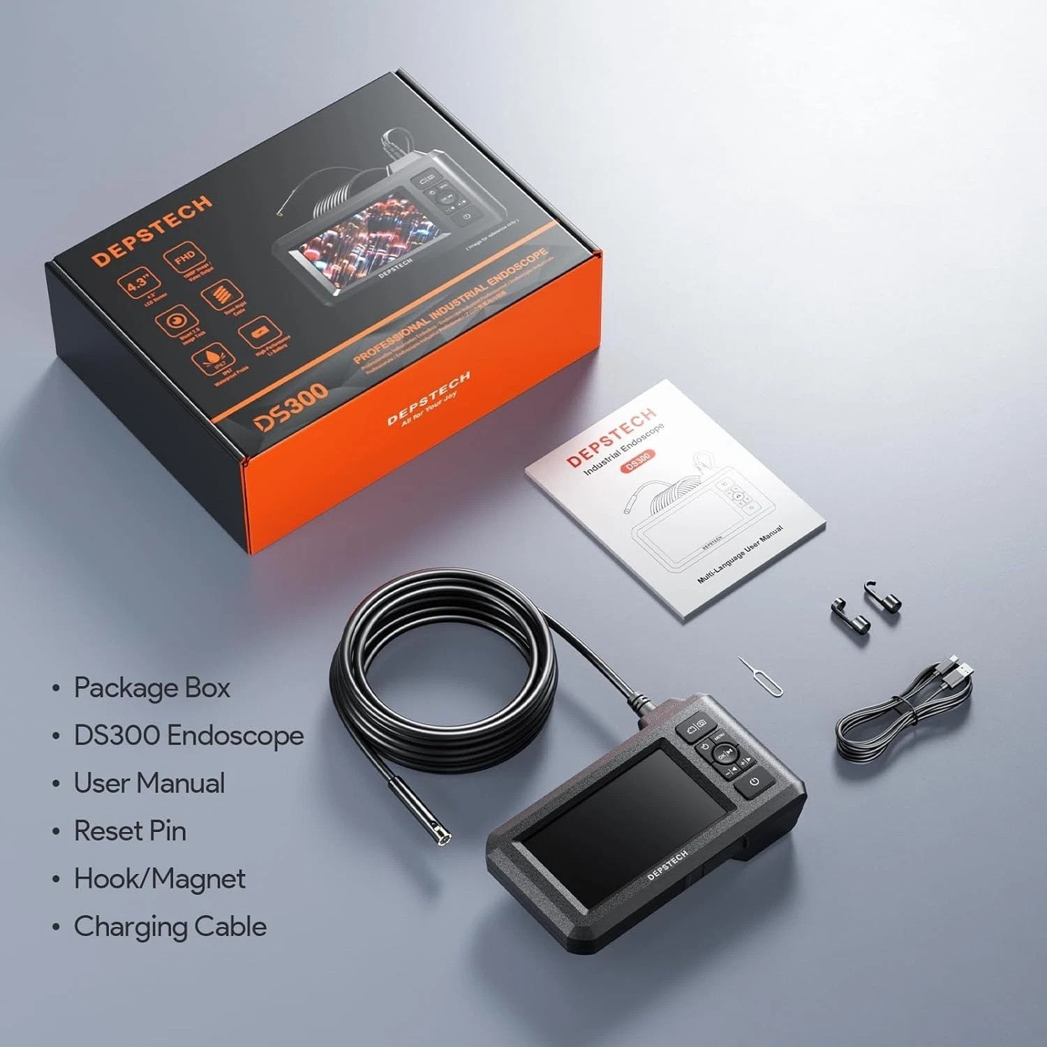 Dual Lens Borescope Camera with Light | Waterproof