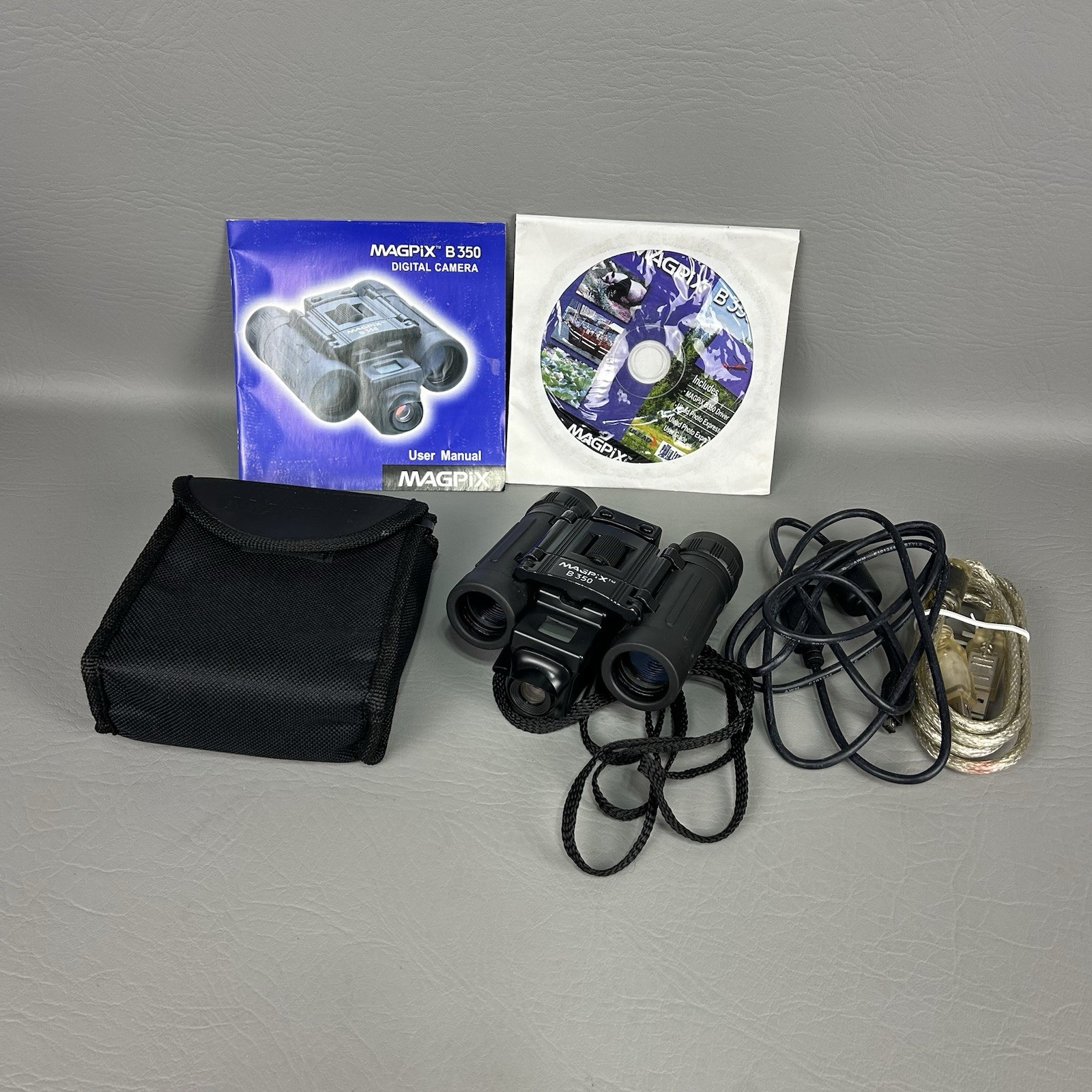 MAGPiX B350 VGA Digital Camera Binoculars Case Cords Software Manual