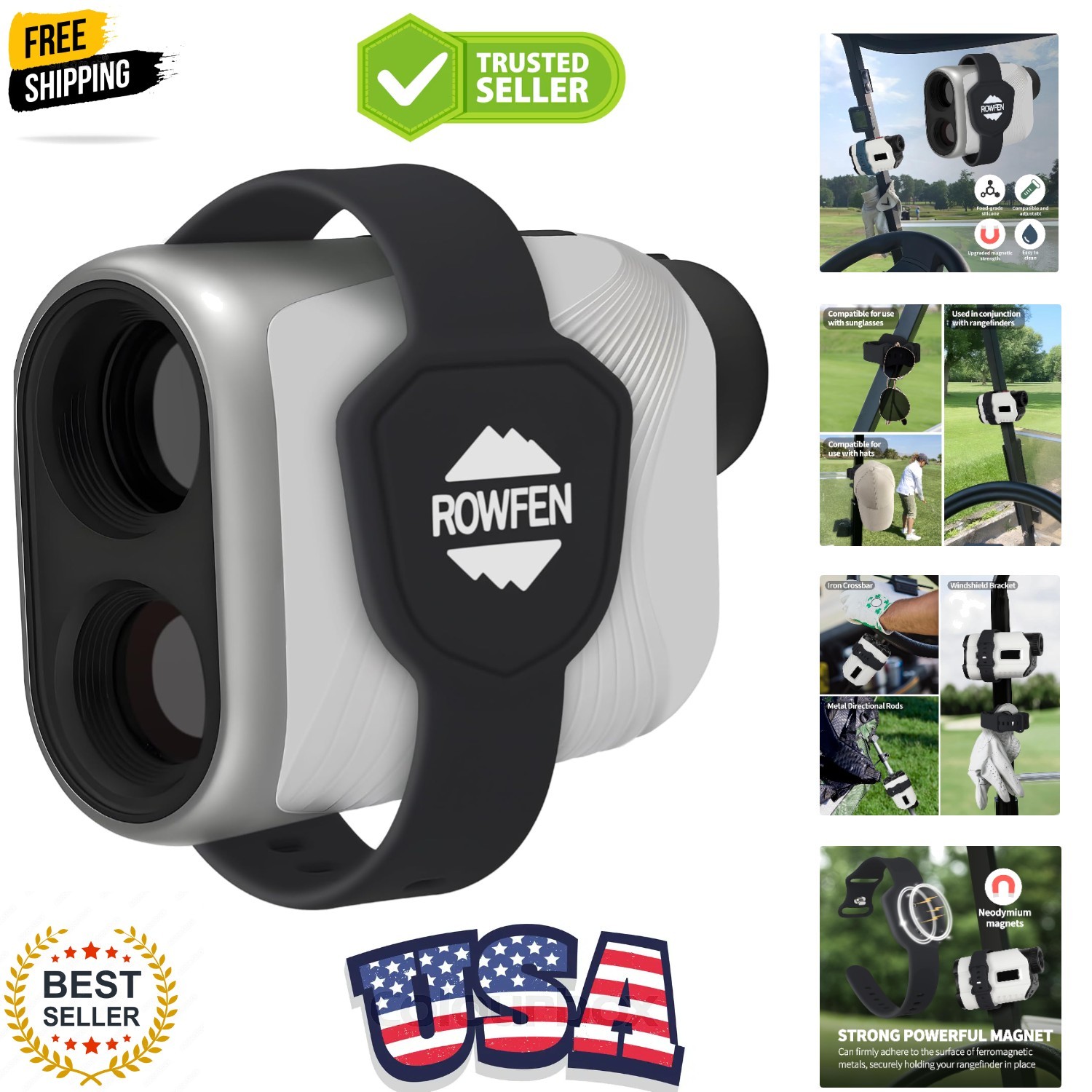 Rangefinder Magnetic Strap for Golf - Adjustable Range Finder Holder with Str...