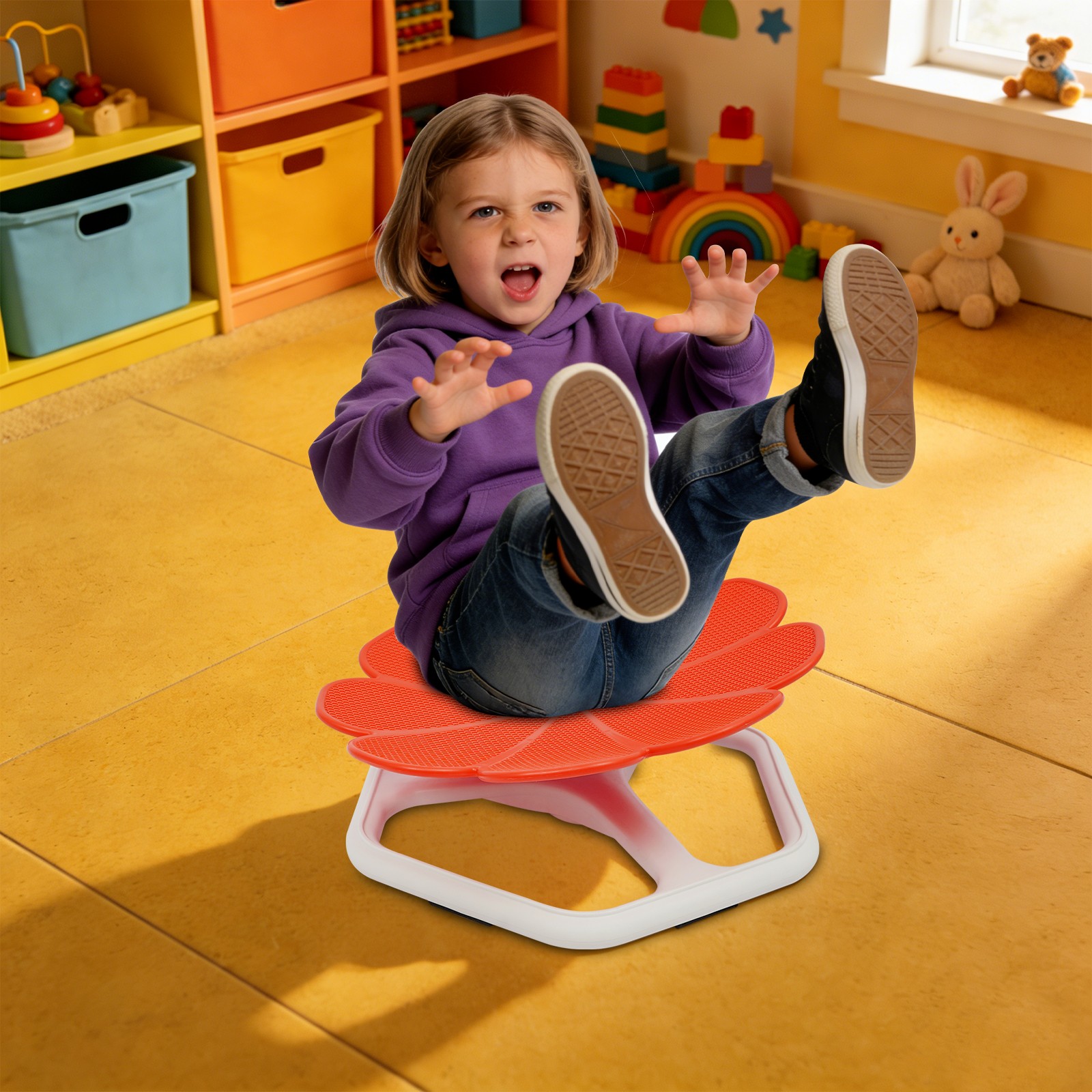 360° Spinning Seat Red 47cm Swivel Chair for children aged 3 years old and above