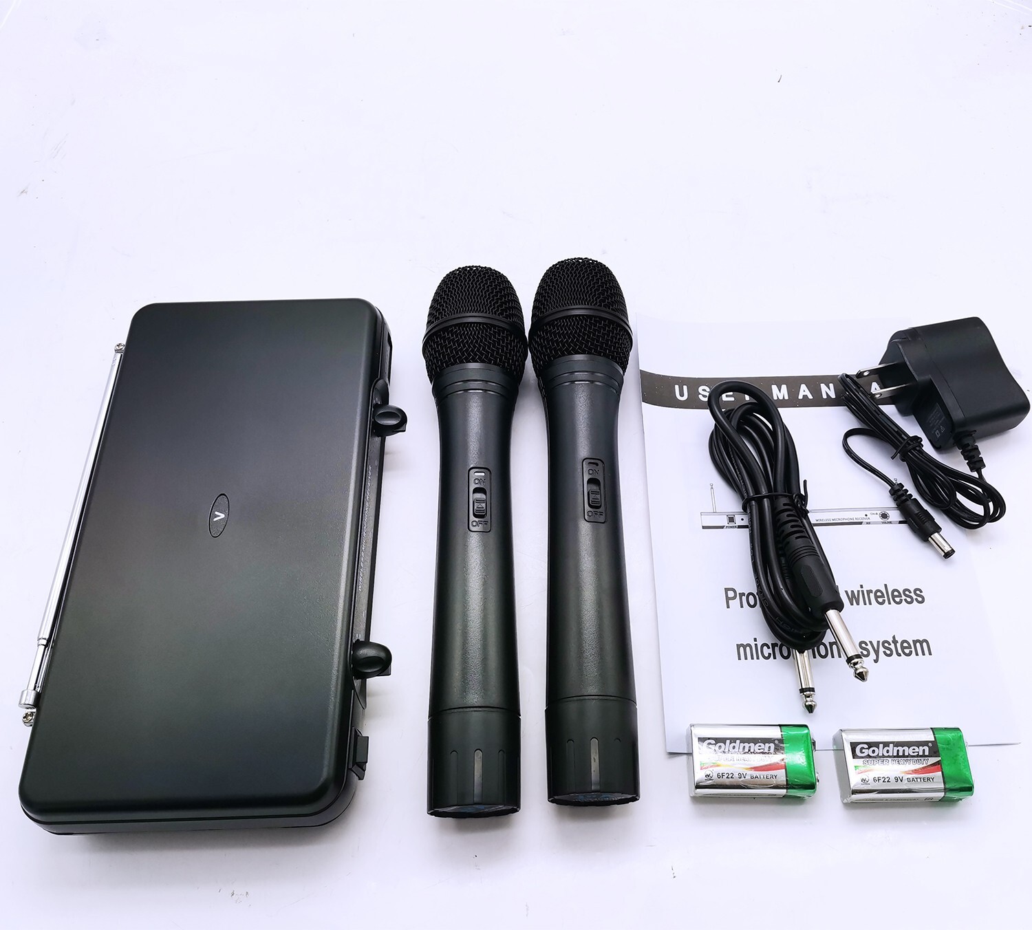2PCS Professional VHF Wireless Microphone Handheld Mic System Karaoke W/Receiver